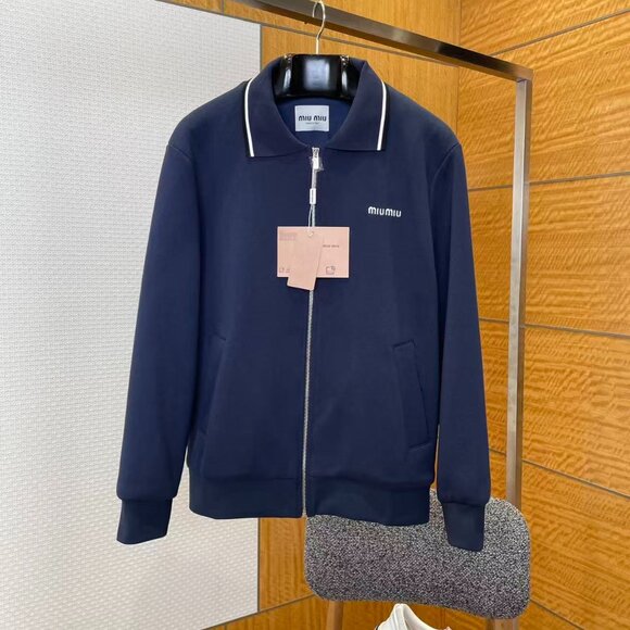 Miu Miu Tops - MIUMIU SS25 Knit Cotton Logo Fitted Jacket for Women